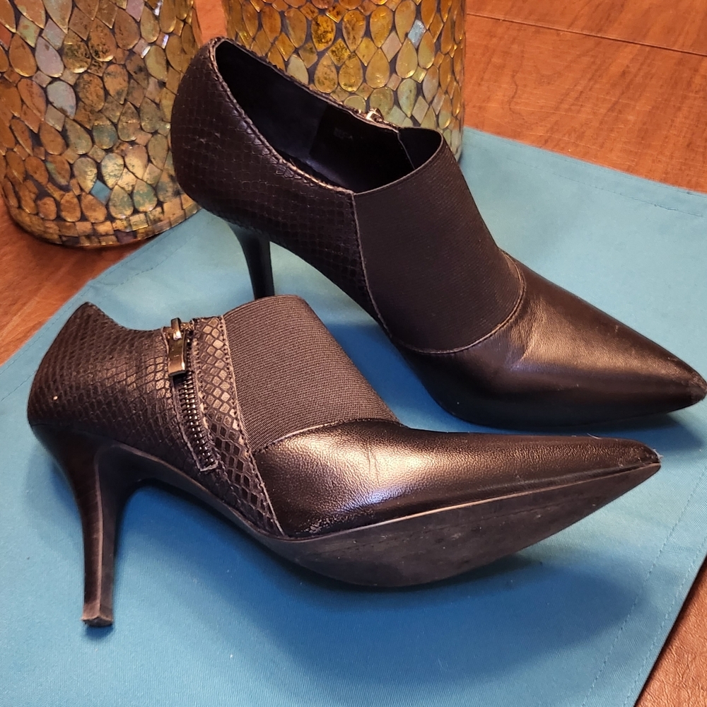 Barely Worn Leather and Suede Black Ankle Boots
